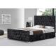 Black Upholstered Bed Frame Luxury Stylishly Tufted With Buttons