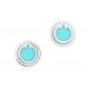 ODM Turquoise Circle Earrings , Dia 9.65mm 18k Turquoise Earrings 2.37g Weight