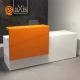 Scratch Resistance Office Reception Counters Solid Surface White And Orange Color