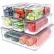 Fridge Organizer, Stackable Refrigerator Organizer Bins With Lids, BPA-Free Produce Fruit Storage Containers