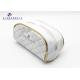 Elegant Patterns Leather Cosmetic Bag Rectangle With Round Corner White Color