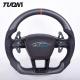 Audi Carbon Fiber Flat Bottom Steering Wheel With Black Perforated Leather