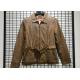 Brown Color Faux Pu Leather Coat For Mens Garment Dyed Technical With Belt