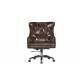 Deep Buttons Back Leather Office Desk Chair , Brown Leather Executive Desk Chair
