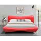 Red Faux Leather Bed Frame Plywood Metal Legs Leather Bed Manufacturers