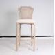 Wholesale event odd country style bar stool chair rattan back antique bar stools wooden carved with linen fabric barstoo