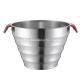 Promotional 25cm iron metal silver vintage barrel stainless steel beer ice bucket with two plastic handle