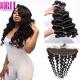 Loose Wave Human Hair Lace Frontal Pre Plucked 100% Unprocessed Raw Virgin