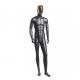 Upright Full Body Male Mannequin Fiberglass Gold And Silver Plated Face Black