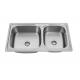 1 Hole Brushed Stainless Steel Double Bowl Sink