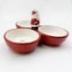Home Ceramic Tri-Part Serving Bowl Christmas Winter Holiday House Decoration