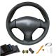 Hand Sewing Black Suede Genuine Leather Custom Steering Wheel Cover For Peugeot 206 1998 1999 2000 2001 2002 2003 2004 2005