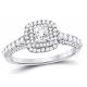 3.65g 14K Solid Gold Jewellery , 0.8ct Square Women'S White Gold Diamond Rings