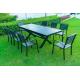 9 Pieces Black Plastic Wood Modern Outdoor Garden Furniture Table Set 8-10 Seater Extendable Patio Dining Table Chairs