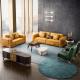Tufted Design Italian Living Room 277*98cm Yellow Leather Sofa