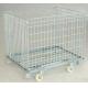 collapsible heavy-duty rigid mesh box wire cage metal bin storage container with caster