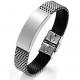 Tagor Stainless Steel Jewelry Super Fashion Silicone Leather Bracelet Bangle TYSR048