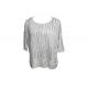Womens Top 100% Linen Knit Tops Stripe Placement Printing Basic Style