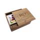 Natural Color Walnut Wooden Photo Album Box With Sliding Lid Magnet Closure