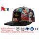 ACE Graffiti Pattern Applique Flat Brim Snapback Hats For Women 5 Panels