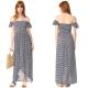 Clothes Woman Printed Off Shoulder Rayon Bohemian Maxi Dress