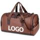 Custom Print Vintage Waterproof PU Leather Outdoor Handbag Shoulder Weekend Gym Luggage Travel Duffel Bag for Men