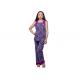 Fashion Womens Summer Nightwear Water Print Fabric Waistcoat And Long Pant With Cotton Lace