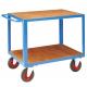 Two Tier 500kg Warehouse Shelf Trolley Metal Utility Cart With Four Wheels