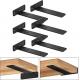 Black Wooden Hidden Floating Metal Wall Mount Shelf Bracket with Welding