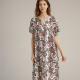 Casual Women'S Pure Linen Short Sleeve Dress Print Design Multiple Sizes Available