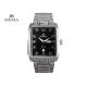 High End Mens Silver Square Watches , Morden Black And Silver Mens Watch