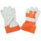 half lining rubber cuff double palm Orange split Cow Leather Gloves 11009OE