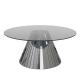 Modern Mirrored Circle Glass Coffee Table For Contemporary Living Room 64x64