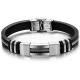 Tagor Stainless Steel Jewelry Super Fashion Silicone Leather Bracelet Bangle TYSR087