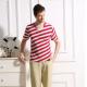 45% Cotton 55% Hemp Material Red And White Striped T Shirt Mens Casual Style
