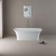 Glossy White Free Standing Bathtub Bathroom Remodeling Center Drain Placement