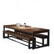 PU Leather Covered Chinese Rustic Wood Tea Table for Living Room and Office Meeting