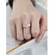Lab Created Pink CVD Diamond Ring Three Stones Oval Shape 18k White Gold