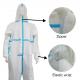 En14126 OEM Disposable Hooded Coveralls With White Microporous Film And Blue Strip