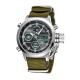 Mens Sport Style Stainless Steel Caseback Watches , Dual Time Digital Analog Watch With Nylon Strap