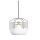 Industrial Metal Cage Single Bulb Pendant , Black White Bluff City Brushed Steel