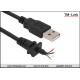 USB 2.0 Type-A to wire 4 core  Black PVC Jacket customized cable assemblies