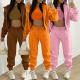 Cropped Pullover Ladies Sweat Suits Jogging Suits For Women Solid Pattern