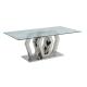 Geometric Form 12mm Metal Frame Glass Top Dining Table 200cm Glass Dining Table
