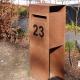 Modern Large Outdoor Weathered Steel Garden Sculpture Mailbox And Post