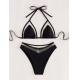 Bikini Style Removable Padding Swimming Suits Black Color Fashion Upf50++ Pure Color Sexy For Ladies