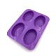 4 Cavity Reusable Silicone Soap Mold Durable Oval Shape Purple Color