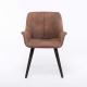 Brown Leather Leather Swivel Armchair With Arms , Upholstered Accent Chairs