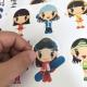 Children Cartoon Sticker Label Die Cut With Laser Silver Stamping
