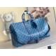 Large Branded Mens Bag Keepall BANDOULIÈRE 50 Blue Boston Bags